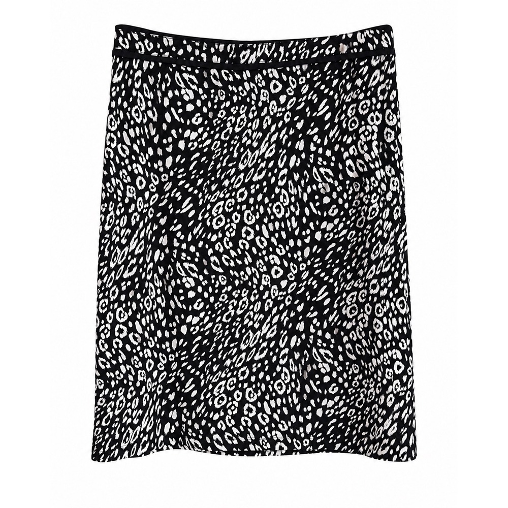 Chico's Size 3 XL 16/18 Black White Animal Print Pull On Travel Skirt